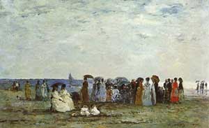 Ba&ntilde;istas en la playa de Trouville, Boudin, 1869